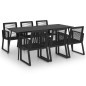 vidaXL Juego de comedor para jardín 7 piezas ratán PVC negro