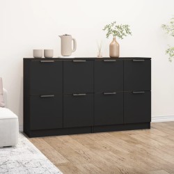 vidaXL Aparadores 2 uds madera contrachapada negro 60x30x70 cm