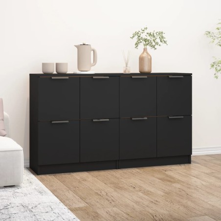 vidaXL Aparadores 2 uds madera contrachapada negro 60x30x70 cm