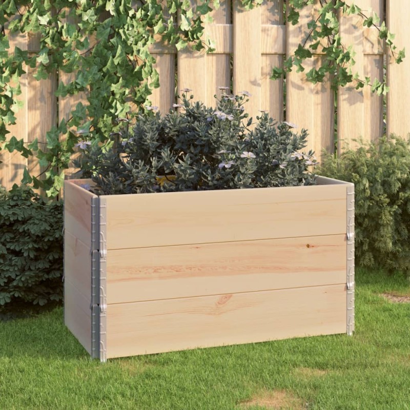 vidaXL Arriates de madera maciza de pino 3 unidades 50x100 cm