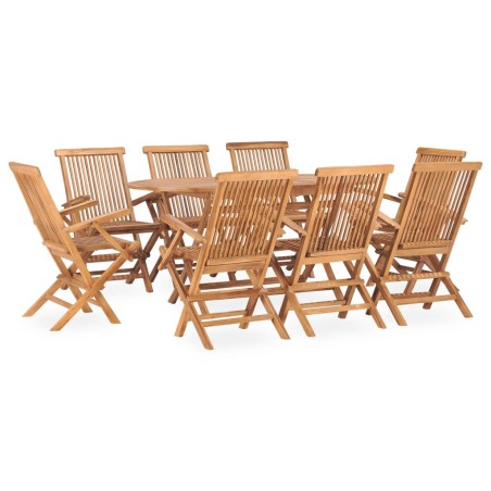 vidaXL Set de comedor de jardín plegable 9 pzas madera maciza de teca