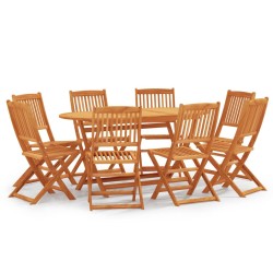vidaXL Set de comedor de jardín plegable 9 pzas madera eucalipto