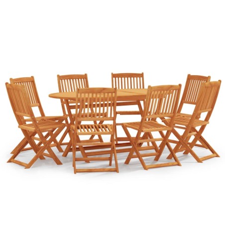vidaXL Set de comedor de jardín plegable 9 pzas madera eucalipto