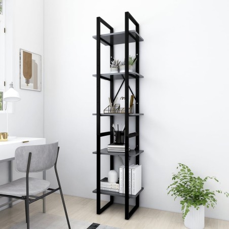 vidaXL Estantería de 5 niveles madera de ingeniería gris 40x30x175 cm