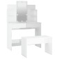 vidaXL Juego de tocador con LED madera contrachapada blanco brillante vidaXL Juego de tocador con LED madera contrachapada blanco brillante