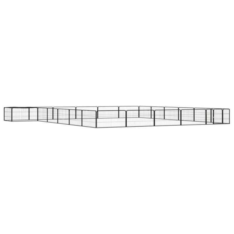 vidaXL Jaula perros 24 paneles acero recubierto polvo negro 100x50 cm vidaXL Jaula perros 24 paneles acero recubierto polvo negro 100x50 cm