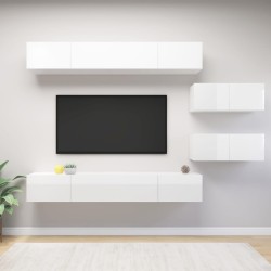 vidaXL Set de muebles de salón 6 pzas madera ingeniería blanco brillo