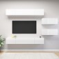 vidaXL Set de muebles de salón 6 pzas madera ingeniería blanco brillo