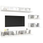 vidaXL Set de muebles de salón 6 pzas madera ingeniería blanco brillo