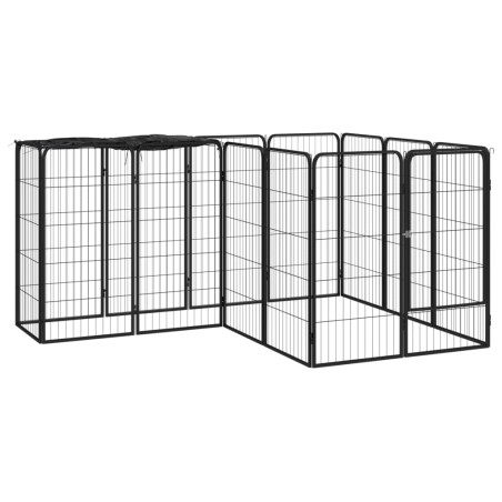 vidaXL Jaula perros 14 paneles acero recubierto polvo negro 50x100 cm