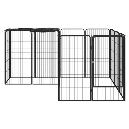 vidaXL Jaula perros 14 paneles acero recubierto polvo negro 50x100 cm