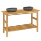 vidaXL Tocador de baño con lavabos piedra de río madera maciza de teca vidaXL Tocador de baño con lavabos piedra de río madera maciza de teca