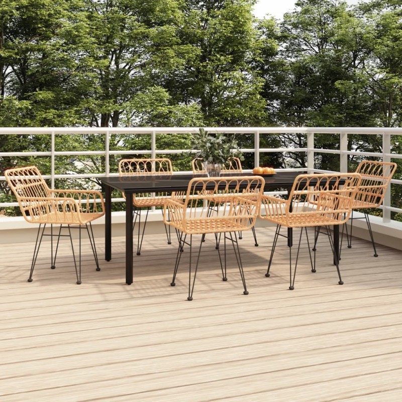 vidaXL Juego de comedor de jardín 7 piezas ratán sintético