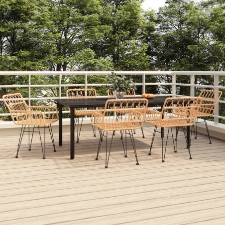 vidaXL Juego de comedor de jardín 7 piezas ratán sintético