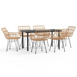 vidaXL Juego de comedor de jardín 7 piezas ratán sintético
