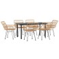 vidaXL Juego de comedor de jardín 7 piezas ratán sintético
