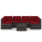 vidaXL Muebles de jardín 7 piezas con cojines madera impregnada gris vidaXL Muebles de jardín 7 piezas con cojines madera impregnada gris
