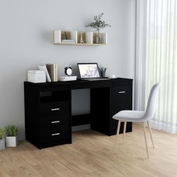 vidaXL Escritorio de madera de ingeniería negro 140x50x76 cm