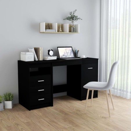 vidaXL Escritorio de madera de ingeniería negro 140x50x76 cm