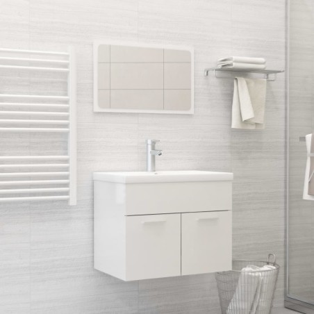 vidaXL Juego de muebles de baño madera de ingeniería blanco brillo
