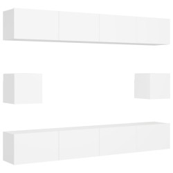 vidaXL Set de muebles de salón TV 6 piezas madera de ingeniería blanco