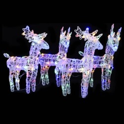 vidaXL Renos de Navidad 4 unidades 160 LED acrílico multicolor