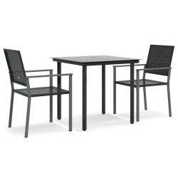 vidaXL Juego de comedor para jardín 3 piezas ratán sintético y acero