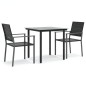 vidaXL Juego de comedor para jardín 3 piezas ratán sintético y acero vidaXL Juego de comedor para jardín 3 piezas ratán sintético y acero