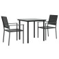 vidaXL Juego de comedor para jardín 3 piezas ratán sintético y acero vidaXL Juego de comedor para jardín 3 piezas ratán sintético y acero