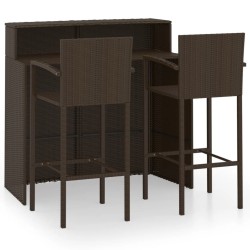 vidaXL Set de muebles de bar para jardín 3 piezas marrón