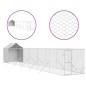 vidaXL Perrera de exterior con toldo acero galvanizado plata 2x14x2,5m
