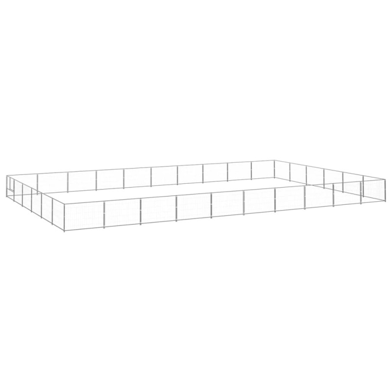 vidaXL Perrera plateada 60 m² acero