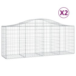 vidaXL Cestas de gaviones 2 uds forma de arco hierro 200x50x80/100 cm