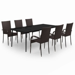 vidaXL Juego de comedor para jardín 7 piezas negro y marrón