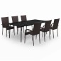 vidaXL Juego de comedor para jardín 7 piezas negro y marrón vidaXL Juego de comedor para jardín 7 piezas negro y marrón