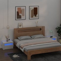 vidaXL Mesitas de noche con luces LED 2 uds blanco brillo 60x35x40 cm