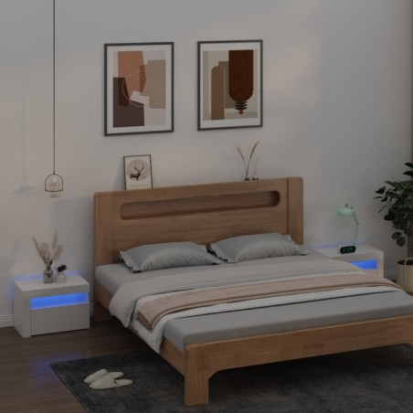 vidaXL Mesitas de noche con luces LED 2 uds blanco brillo 60x35x40 cm