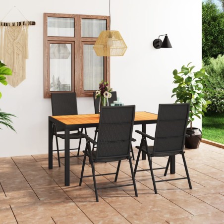 vidaXL Juego de comedor de jardín 5 piezas negro y marrón