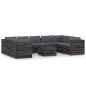 vidaXL Muebles de jardín 10 piezas con cojines madera impregnada gris