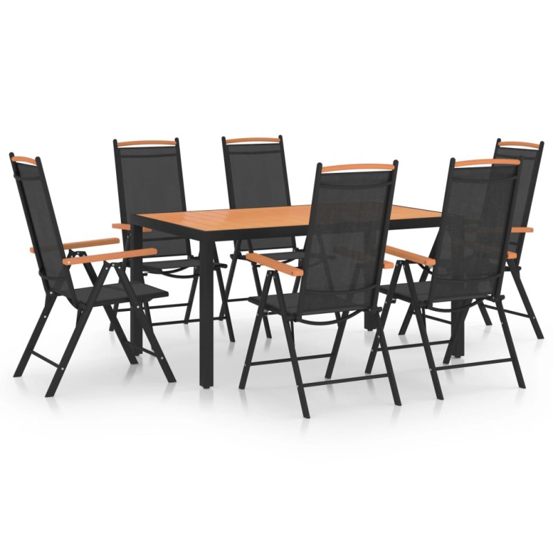 vidaXL Juego de comedor para jardín de 7 piezas aluminio negro vidaXL Juego de comedor para jardín de 7 piezas aluminio negro