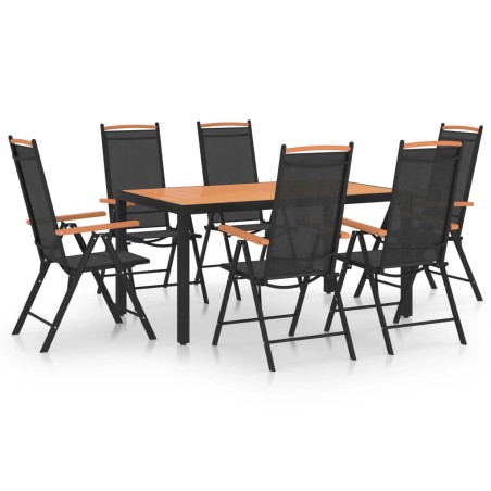 vidaXL Juego de comedor para jardín de 7 piezas aluminio negro