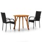 vidaXL Juego de comedor para jardín 3 piezas negro vidaXL Juego de comedor para jardín 3 piezas negro
