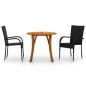 vidaXL Juego de comedor para jardín 3 piezas negro vidaXL Juego de comedor para jardín 3 piezas negro