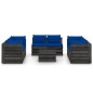 vidaXL Muebles de jardín 9 piezas con cojines madera impregnada gris vidaXL Muebles de jardín 9 piezas con cojines madera impregnada gris