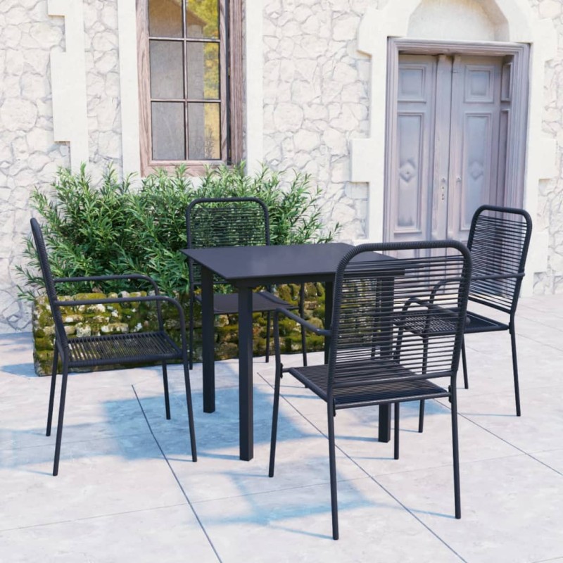 vidaXL Set de comedor de jardín de 5 piezas vidrio y acero negro vidaXL Set de comedor de jardín de 5 piezas vidrio y acero negro