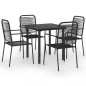 vidaXL Set de comedor de jardín de 5 piezas vidrio y acero negro vidaXL Set de comedor de jardín de 5 piezas vidrio y acero negro