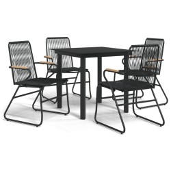 vidaXL Juego de comedor de jardín 5 piezas ratán PVC negro