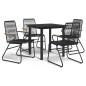 vidaXL Juego de comedor de jardín 5 piezas ratán PVC negro