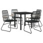 vidaXL Juego de comedor de jardín 5 piezas ratán PVC negro