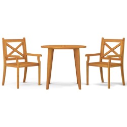 vidaXL Juego de comedor de jardín 3 piezas madera maciza de acacia